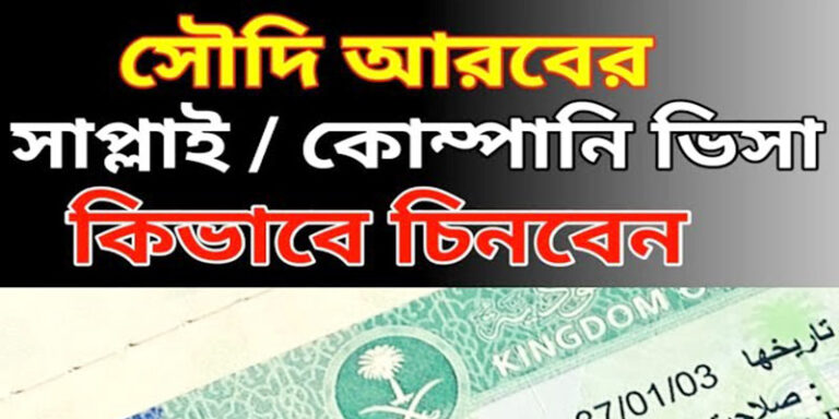 সৌদি আরবের কোম্পানি ভিসা চেনার উপায়